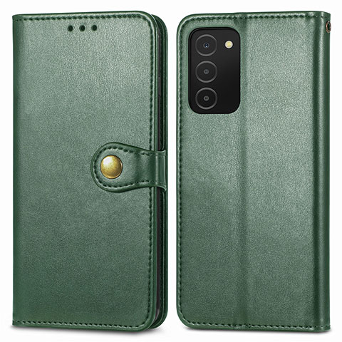 Custodia Portafoglio In Pelle Cover con Supporto S05D per Samsung Galaxy A03s Verde