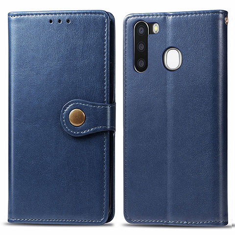 Custodia Portafoglio In Pelle Cover con Supporto S05D per Samsung Galaxy A21 European Blu