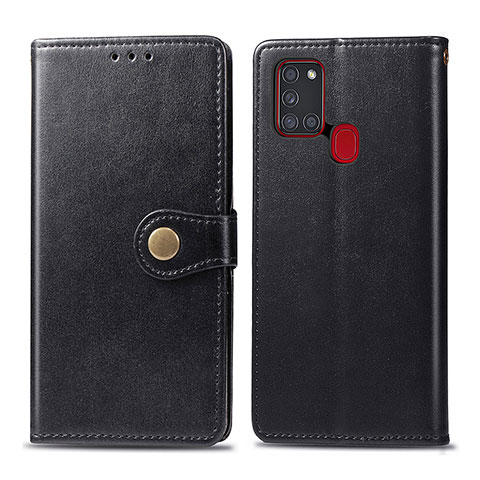 Custodia Portafoglio In Pelle Cover con Supporto S05D per Samsung Galaxy A21s Nero