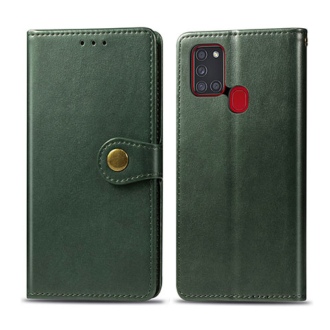 Custodia Portafoglio In Pelle Cover con Supporto S05D per Samsung Galaxy A21s Verde