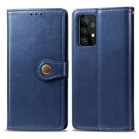 Custodia Portafoglio In Pelle Cover con Supporto S05D per Samsung Galaxy A52 5G Blu