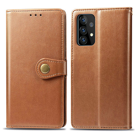 Custodia Portafoglio In Pelle Cover con Supporto S05D per Samsung Galaxy A52 5G Marrone