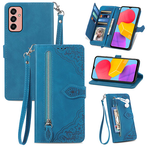 Custodia Portafoglio In Pelle Cover con Supporto S05D per Samsung Galaxy F13 4G Blu