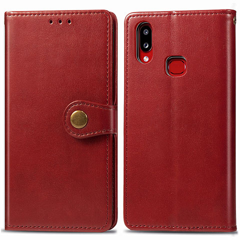 Custodia Portafoglio In Pelle Cover con Supporto S05D per Samsung Galaxy M01s Rosso