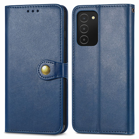 Custodia Portafoglio In Pelle Cover con Supporto S05D per Samsung Galaxy M02s Blu