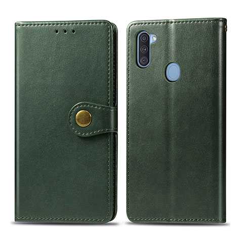 Custodia Portafoglio In Pelle Cover con Supporto S05D per Samsung Galaxy M11 Verde