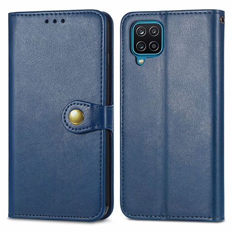 Custodia Portafoglio In Pelle Cover con Supporto S05D per Samsung Galaxy M12 Blu