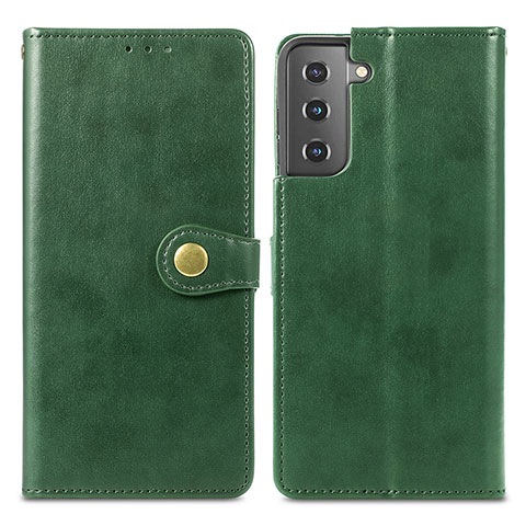 Custodia Portafoglio In Pelle Cover con Supporto S05D per Samsung Galaxy S21 5G Verde