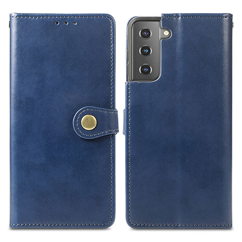 Custodia Portafoglio In Pelle Cover con Supporto S05D per Samsung Galaxy S21 Plus 5G Blu