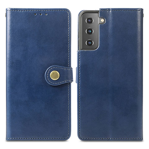 Custodia Portafoglio In Pelle Cover con Supporto S05D per Samsung Galaxy S22 Plus 5G Blu