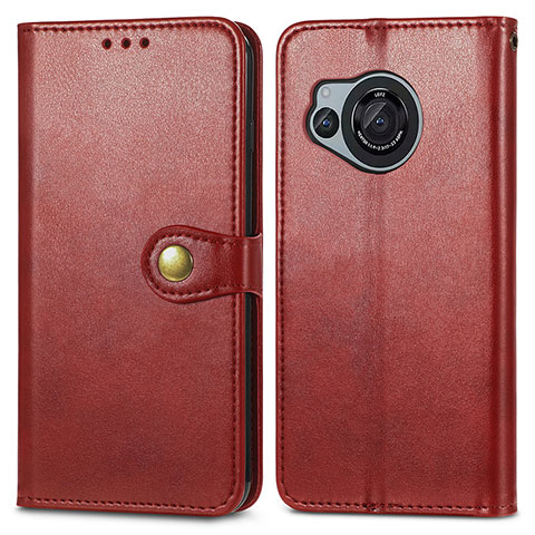 Custodia Portafoglio In Pelle Cover con Supporto S05D per Sharp Aquos R8 Rosso