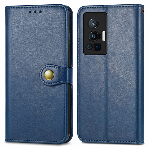 Custodia Portafoglio In Pelle Cover con Supporto S05D per Vivo X70 Pro 5G Blu