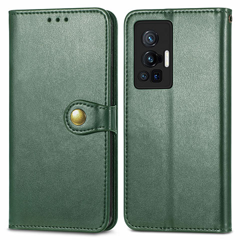 Custodia Portafoglio In Pelle Cover con Supporto S05D per Vivo X70 Pro 5G Verde