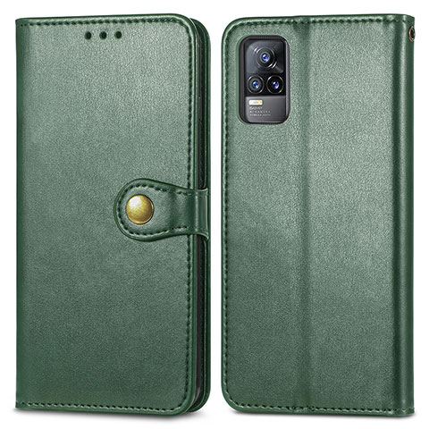 Custodia Portafoglio In Pelle Cover con Supporto S05D per Vivo Y73 (2021) Verde