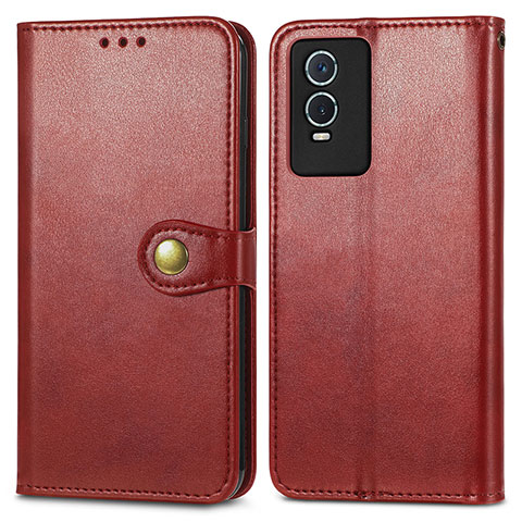 Custodia Portafoglio In Pelle Cover con Supporto S05D per Vivo Y74s 5G Rosso