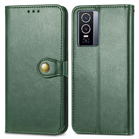 Custodia Portafoglio In Pelle Cover con Supporto S05D per Vivo Y76 5G Verde