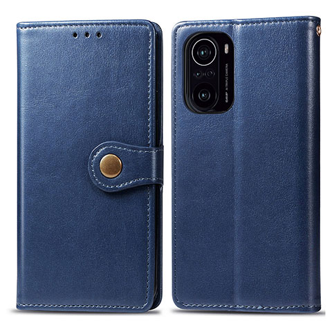 Custodia Portafoglio In Pelle Cover con Supporto S05D per Xiaomi Poco F3 5G Blu