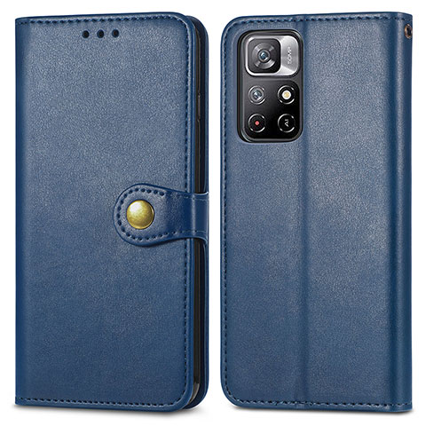 Custodia Portafoglio In Pelle Cover con Supporto S05D per Xiaomi Poco M4 Pro 5G Blu