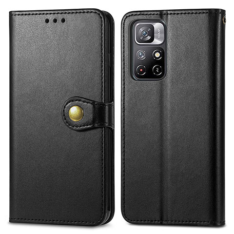 Custodia Portafoglio In Pelle Cover con Supporto S05D per Xiaomi Poco M4 Pro 5G Nero