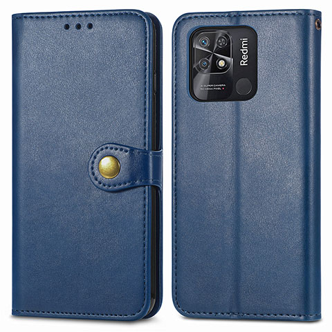 Custodia Portafoglio In Pelle Cover con Supporto S05D per Xiaomi Redmi 10 India Blu