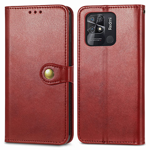 Custodia Portafoglio In Pelle Cover con Supporto S05D per Xiaomi Redmi 10 India Rosso