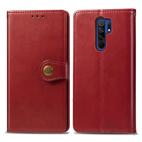 Custodia Portafoglio In Pelle Cover con Supporto S05D per Xiaomi Redmi 9 Prime India Rosso