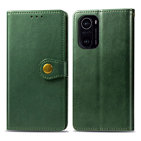 Custodia Portafoglio In Pelle Cover con Supporto S05D per Xiaomi Redmi K40 Pro 5G Verde