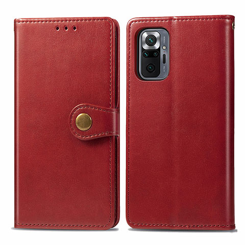 Custodia Portafoglio In Pelle Cover con Supporto S05D per Xiaomi Redmi Note 10 Pro 4G Rosso