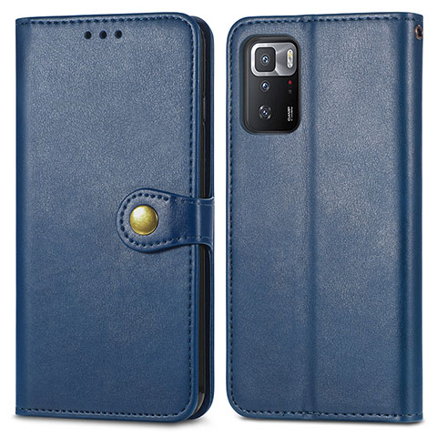 Custodia Portafoglio In Pelle Cover con Supporto S05D per Xiaomi Redmi Note 10 Pro 5G Blu