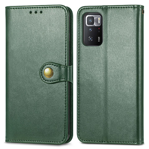 Custodia Portafoglio In Pelle Cover con Supporto S05D per Xiaomi Redmi Note 10 Pro 5G Verde