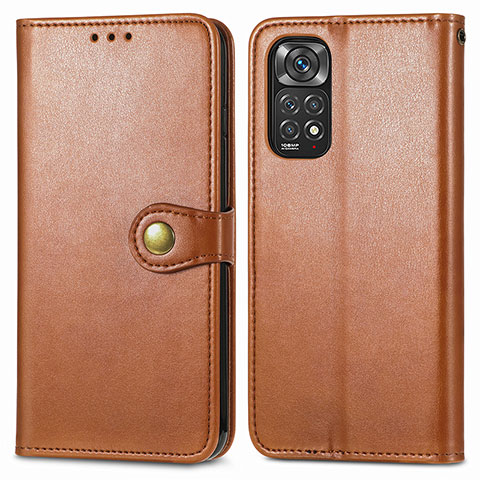 Custodia Portafoglio In Pelle Cover con Supporto S05D per Xiaomi Redmi Note 11 4G (2022) Marrone