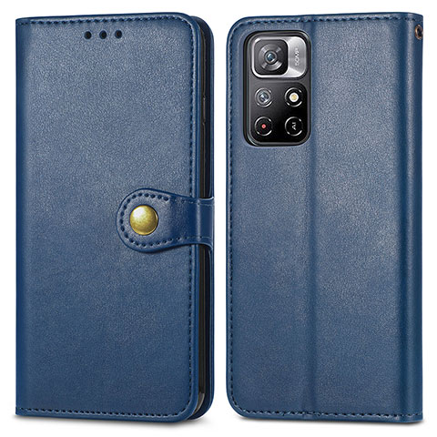 Custodia Portafoglio In Pelle Cover con Supporto S05D per Xiaomi Redmi Note 11 5G Blu