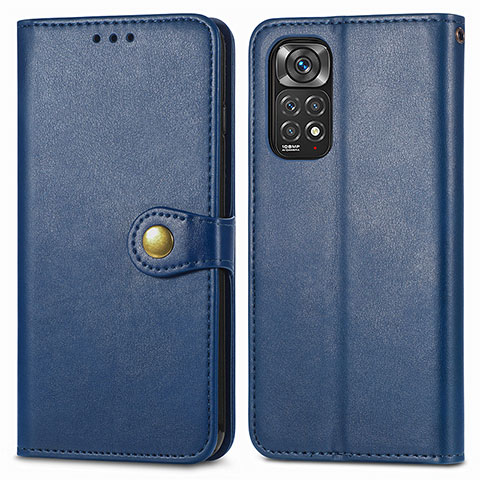 Custodia Portafoglio In Pelle Cover con Supporto S05D per Xiaomi Redmi Note 11 Pro 4G Blu