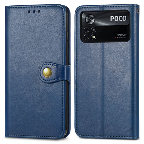 Custodia Portafoglio In Pelle Cover con Supporto S05D per Xiaomi Redmi Note 11E Pro 5G Blu