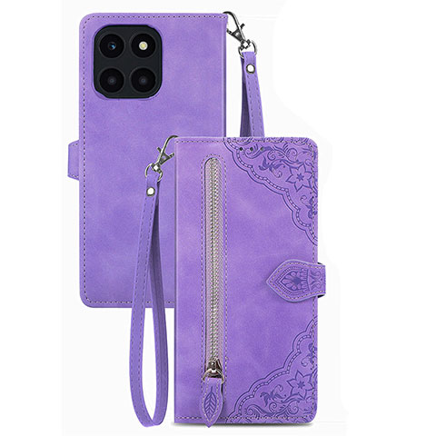 Custodia Portafoglio In Pelle Cover con Supporto S06D per Huawei Honor X8b Viola