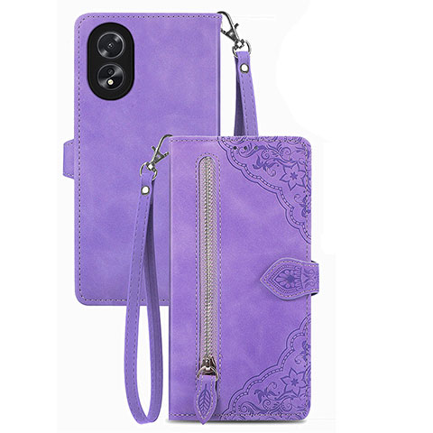 Custodia Portafoglio In Pelle Cover con Supporto S06D per Oppo A18 Viola