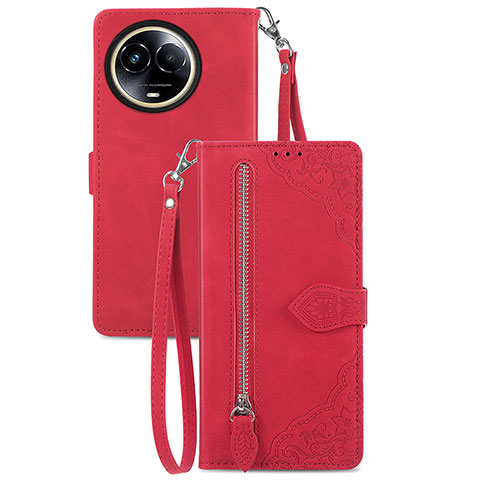 Custodia Portafoglio In Pelle Cover con Supporto S06D per Realme 11 5G Rosso