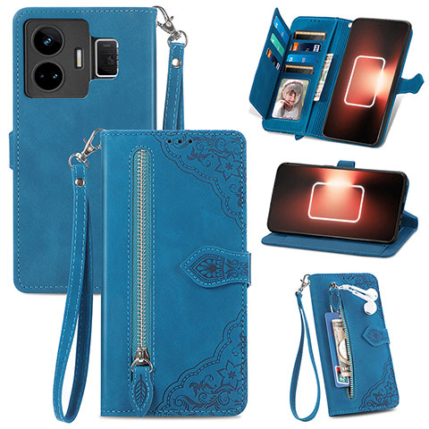 Custodia Portafoglio In Pelle Cover con Supporto S06D per Realme GT Neo5 240W 5G Blu