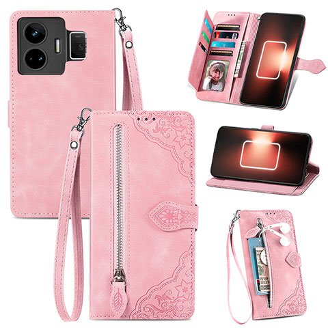 Custodia Portafoglio In Pelle Cover con Supporto S06D per Realme GT Neo6 5G Rosa