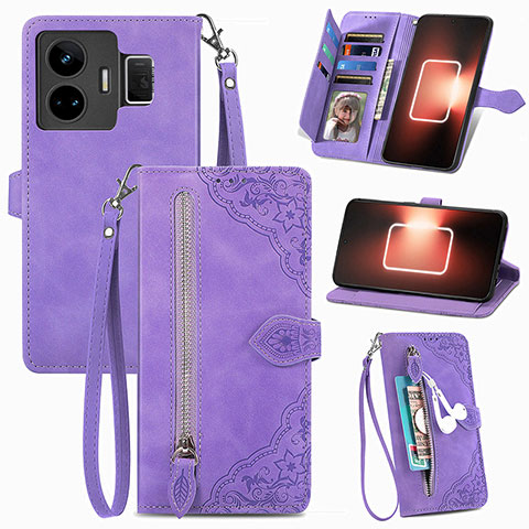 Custodia Portafoglio In Pelle Cover con Supporto S06D per Realme GT Neo6 5G Viola