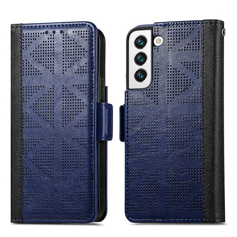 Custodia Portafoglio In Pelle Cover con Supporto S06D per Samsung Galaxy S22 Plus 5G Blu