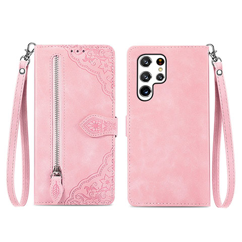 Custodia Portafoglio In Pelle Cover con Supporto S06D per Samsung Galaxy S23 Ultra 5G Oro Rosa