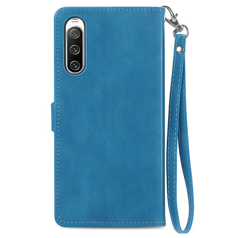 Custodia Portafoglio In Pelle Cover con Supporto S06D per Sony Xperia 10 V Blu