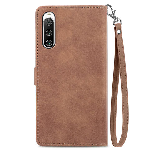 Custodia Portafoglio In Pelle Cover con Supporto S06D per Sony Xperia 10 V Marrone