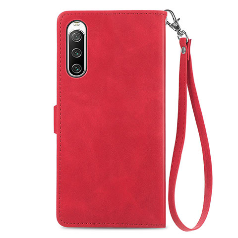 Custodia Portafoglio In Pelle Cover con Supporto S06D per Sony Xperia 10 V Rosso