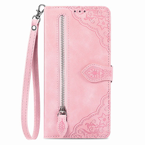 Custodia Portafoglio In Pelle Cover con Supporto S06D per Vivo Y16 Rosa