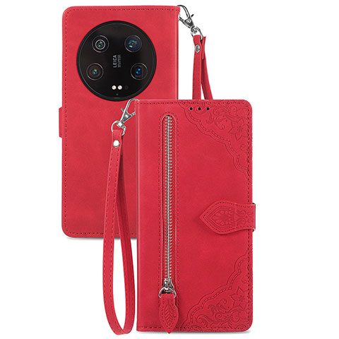 Custodia Portafoglio In Pelle Cover con Supporto S06D per Xiaomi Mi 13 Ultra 5G Rosso