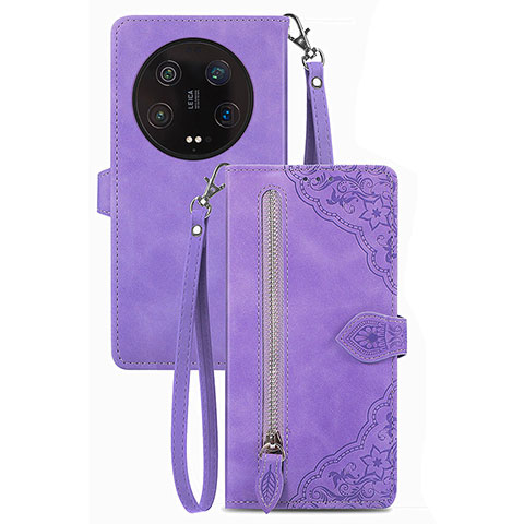 Custodia Portafoglio In Pelle Cover con Supporto S06D per Xiaomi Mi 13 Ultra 5G Viola