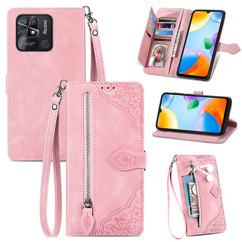 Custodia Portafoglio In Pelle Cover con Supporto S06D per Xiaomi Redmi 10C 4G Rosa