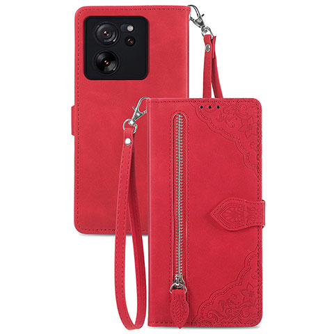 Custodia Portafoglio In Pelle Cover con Supporto S06D per Xiaomi Redmi K60 Ultra 5G Rosso